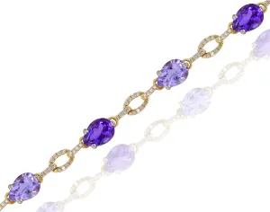0.49ct Diamond and 5.9ct Amethyst Bracelet set in 14KT Yellow Gold / JBCB150022H
