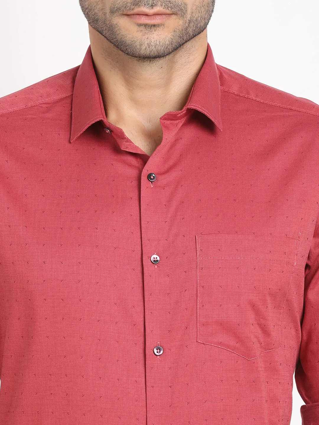100% Cotton Coral Dobby Regular Fit Full Sleeve Formal Shirt