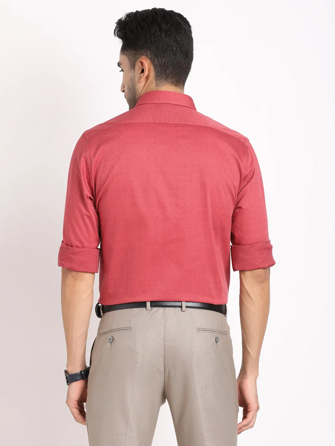 100% Cotton Coral Dobby Regular Fit Full Sleeve Formal Shirt