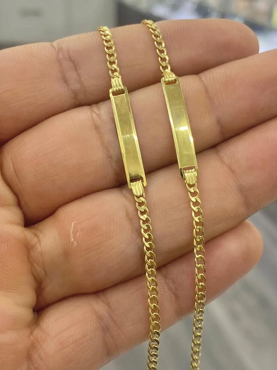 10K Yellow Real Gold Baby ID Bracelet 5.5" Curb Link