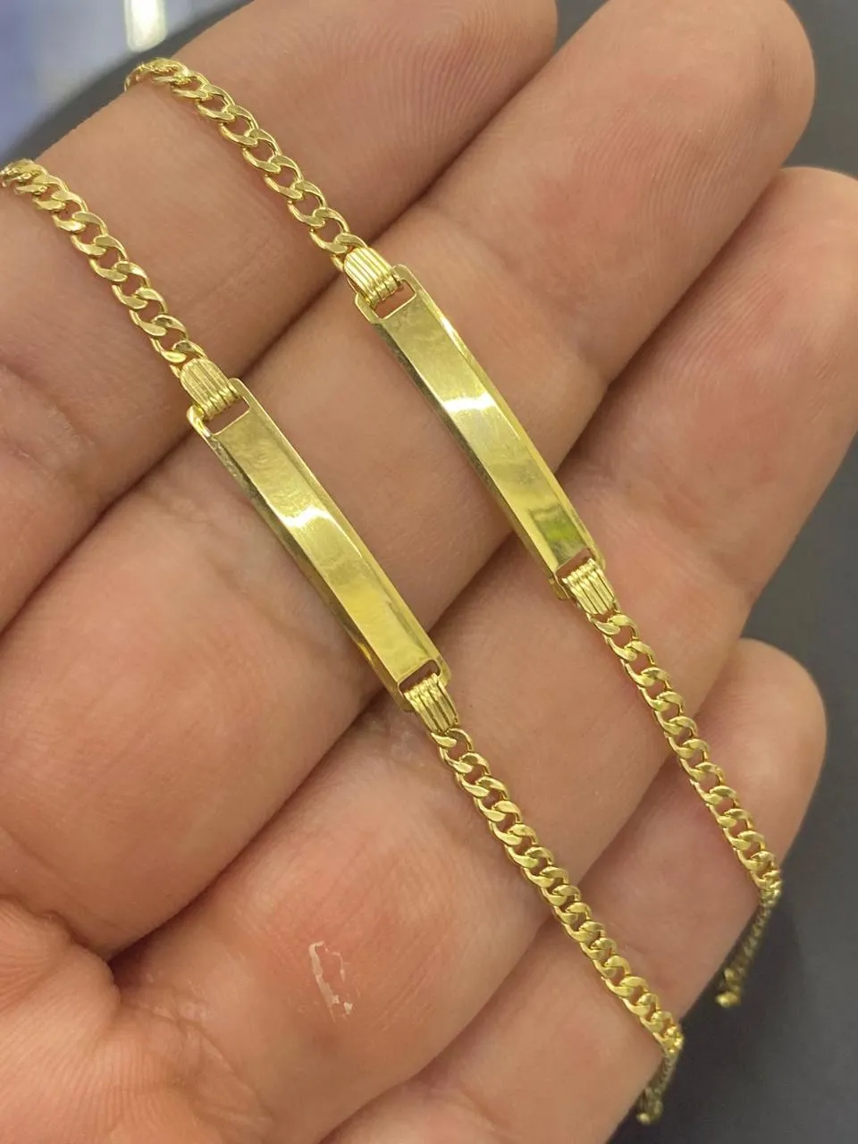 10K Yellow Real Gold Baby ID Bracelet 5.5" Curb Link