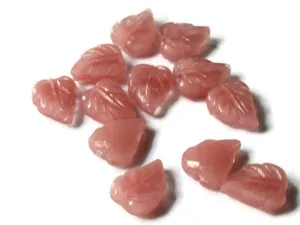 12 8mm x 6mm Pink Moonstone Leaf Cabochons Tiny Little Leaves Plant Cabs Miniature Leaf Tiles