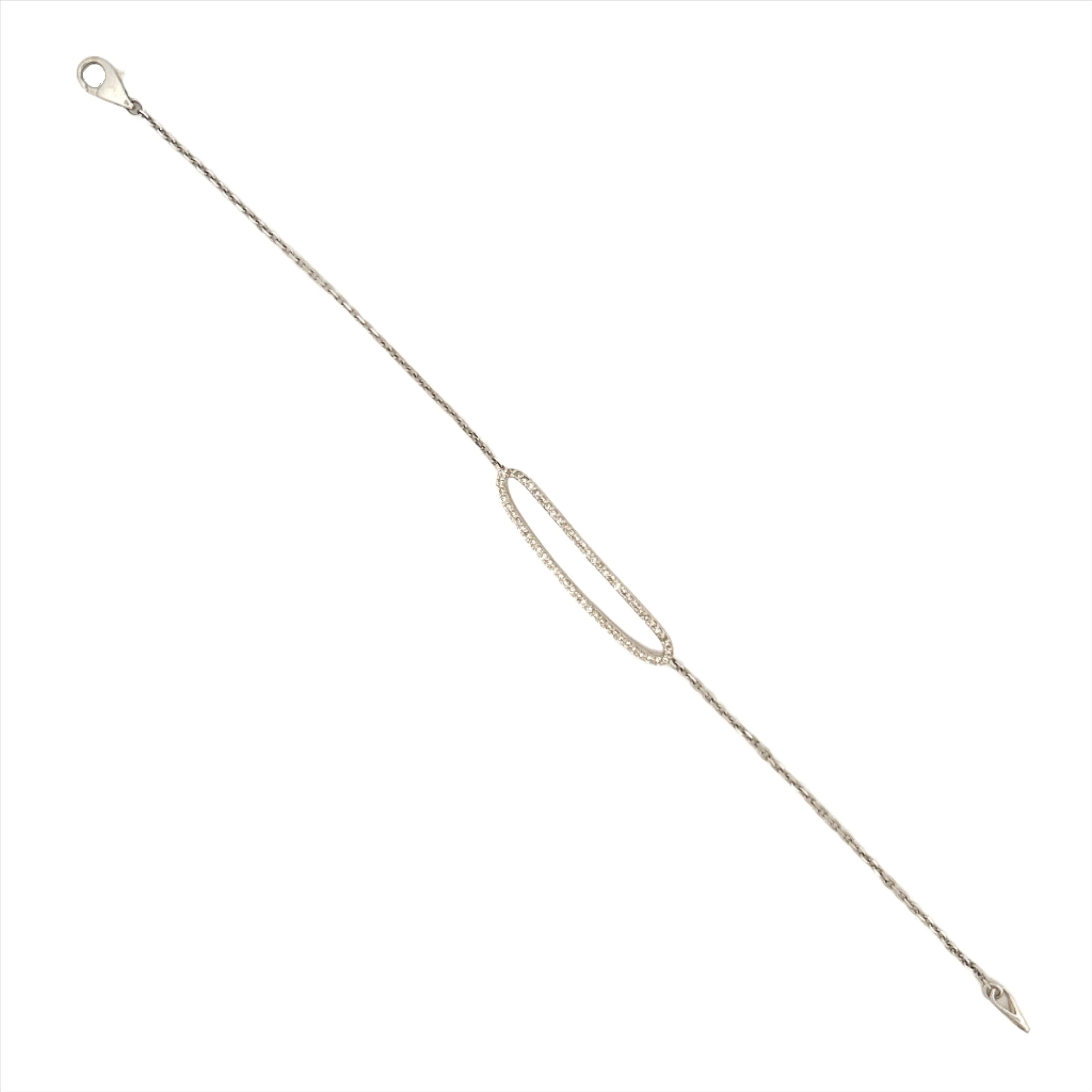14K Gold Oval Bar Diamond Bracelet