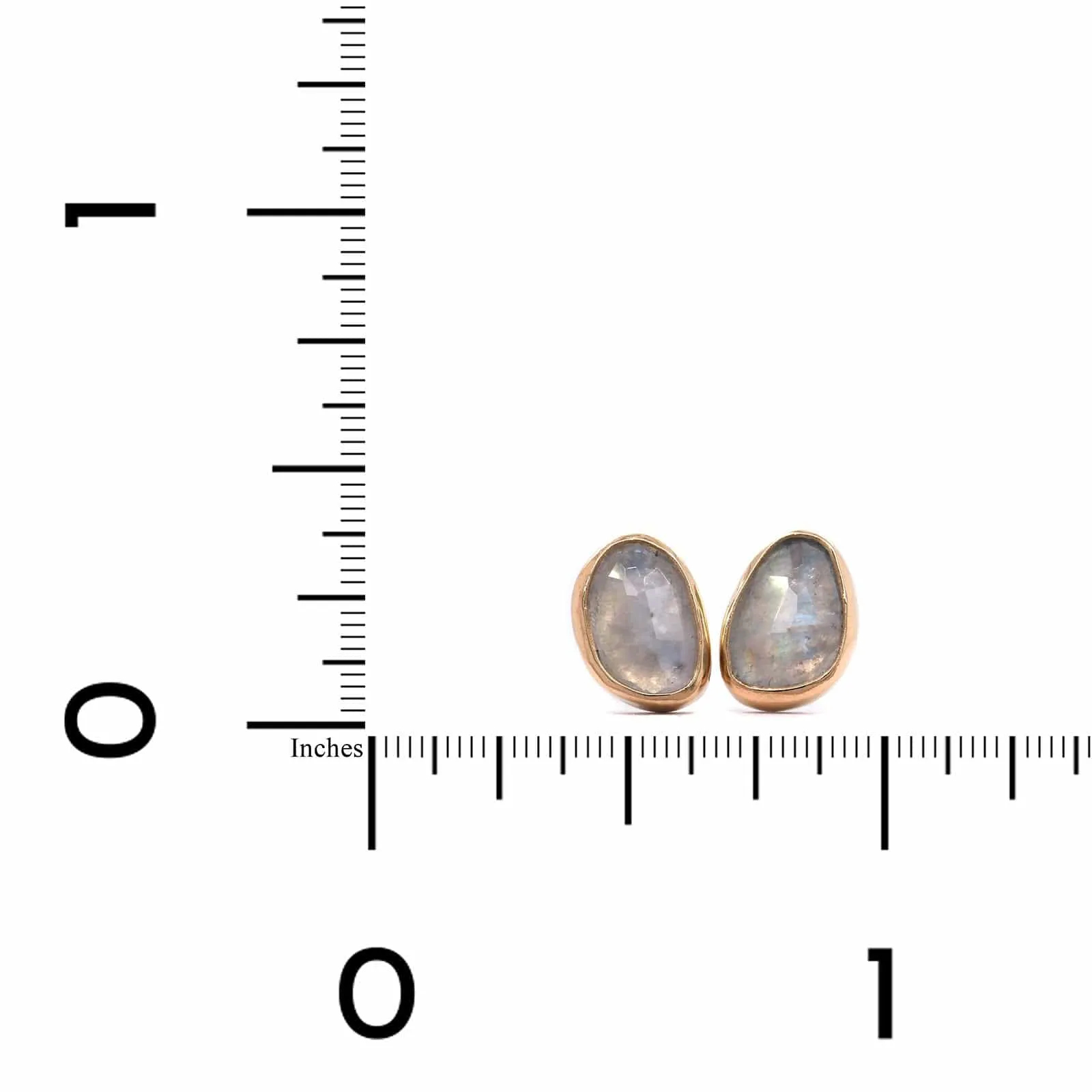 14K Yellow Gold Moonstone Stud Earrings