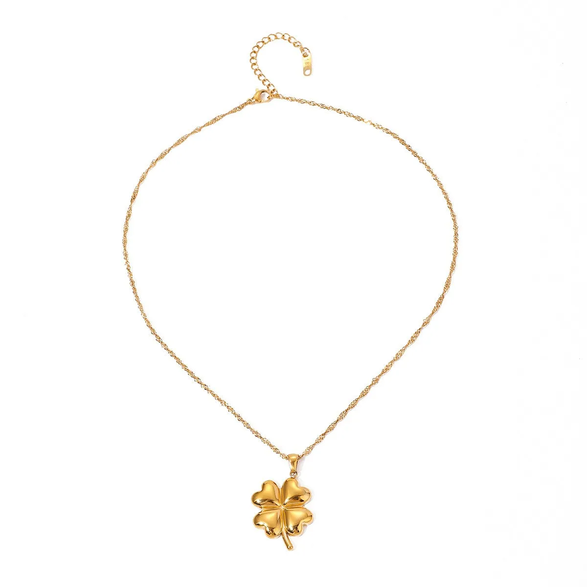 18K Gold Four-Leaf Clover Design Necklace
