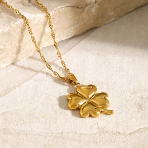 18K Gold Four-Leaf Clover Design Necklace