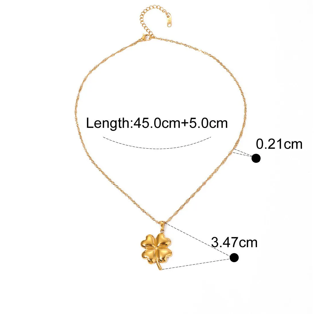 18K Gold Four-Leaf Clover Design Necklace