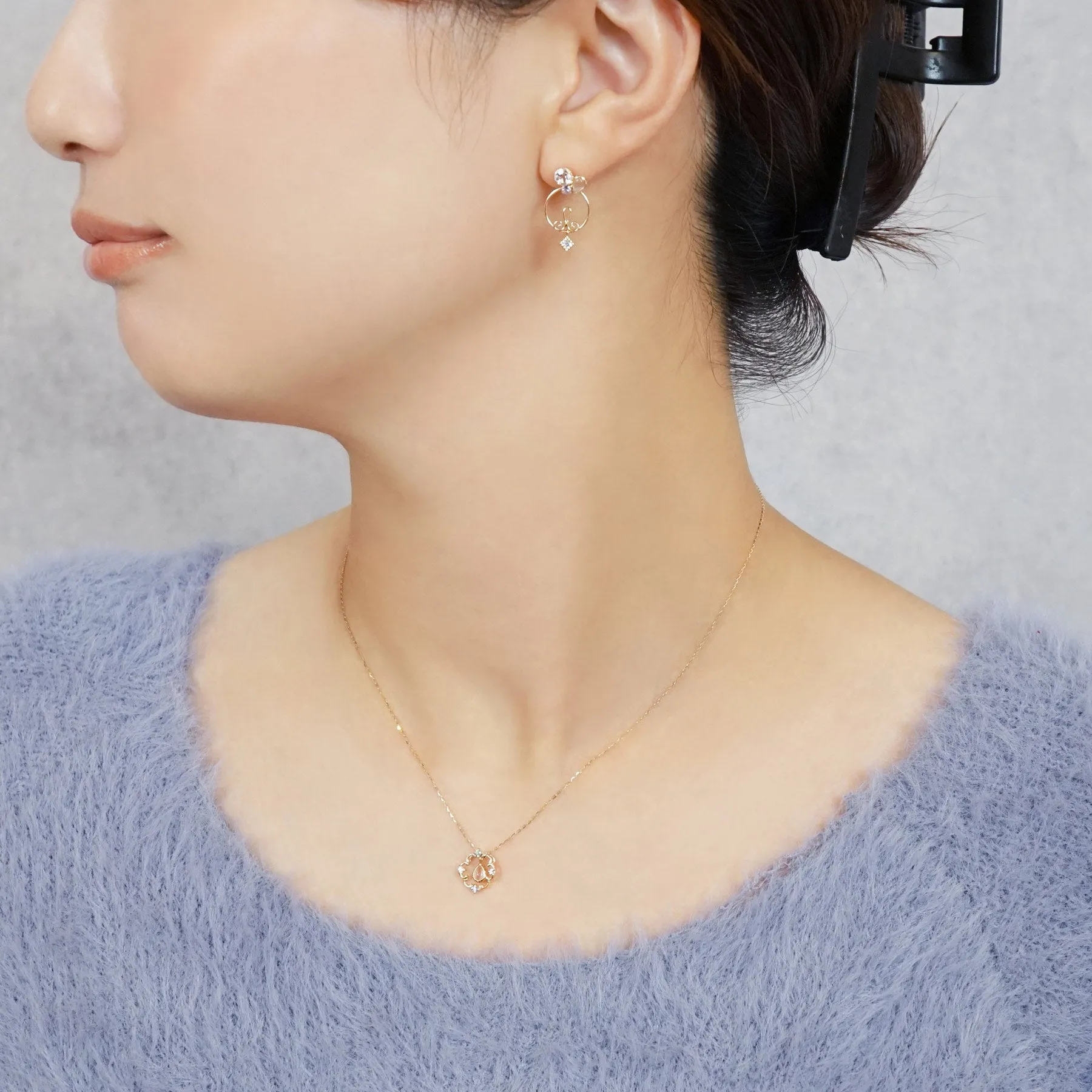 18K/10K 2Way Pierced Earrings [Bonbonniere] (Yellow Gold)