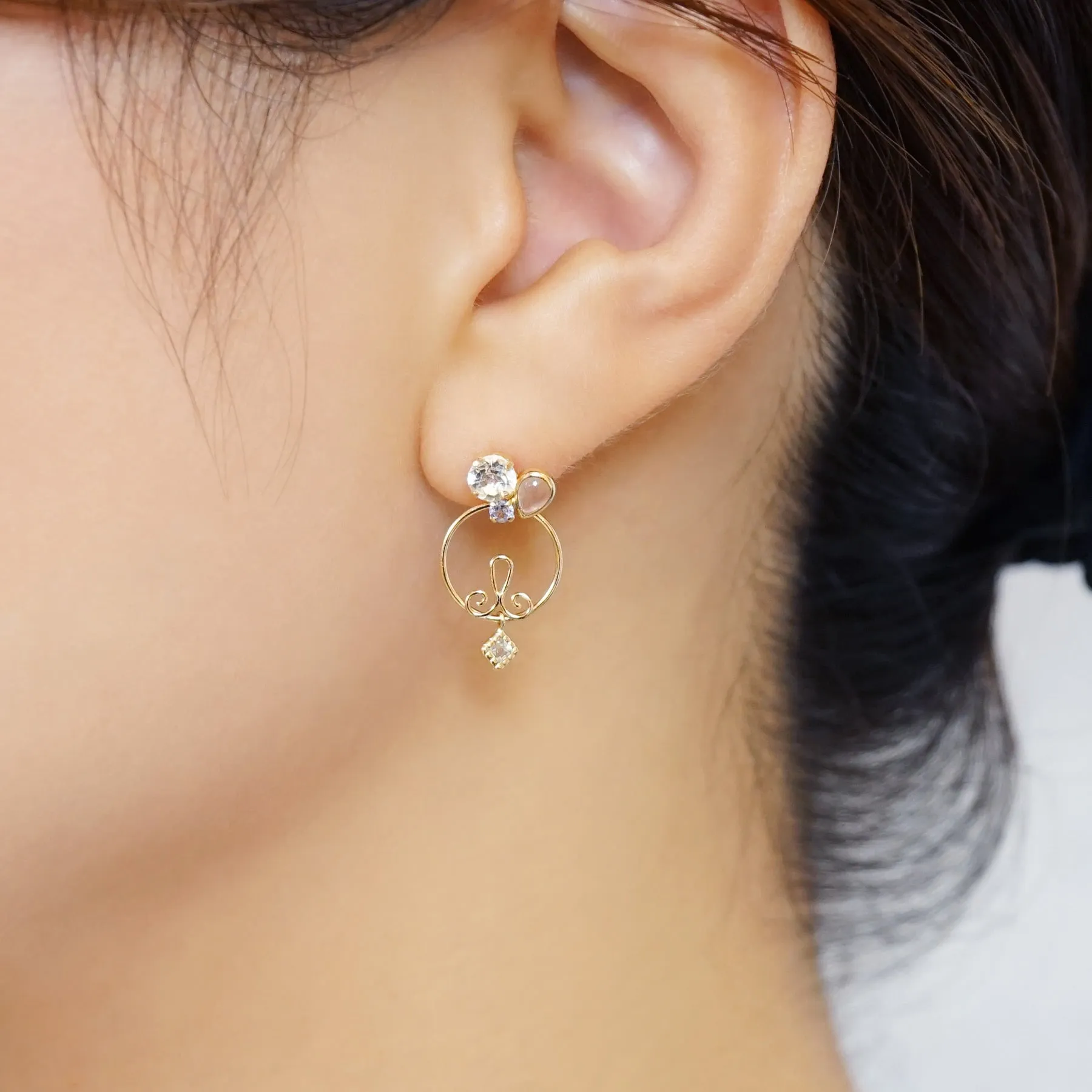 18K/10K 2Way Pierced Earrings [Bonbonniere] (Yellow Gold)