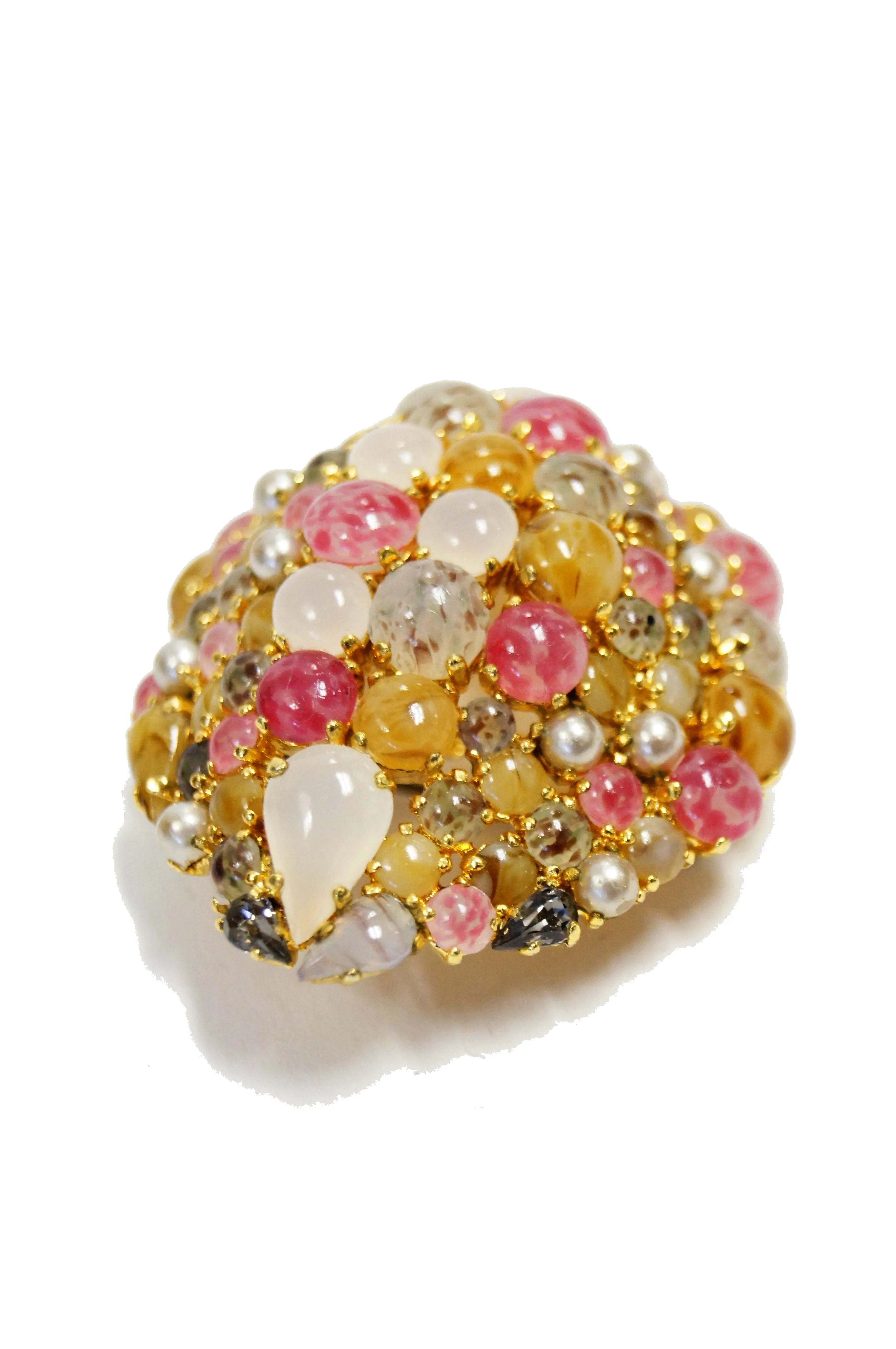 1963 Christian Dior Glass Cabochon Cluster Brooch
