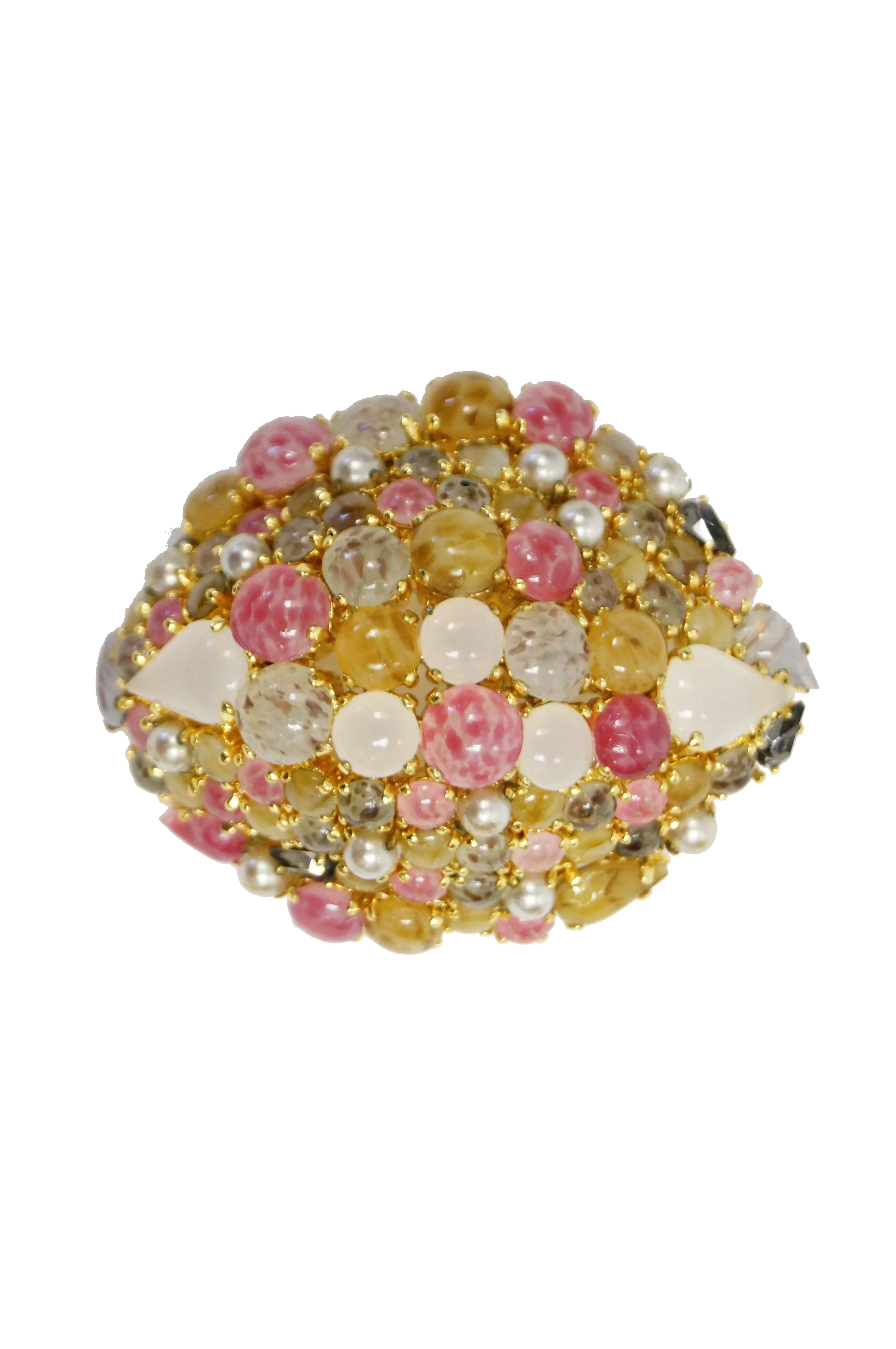 1963 Christian Dior Glass Cabochon Cluster Brooch