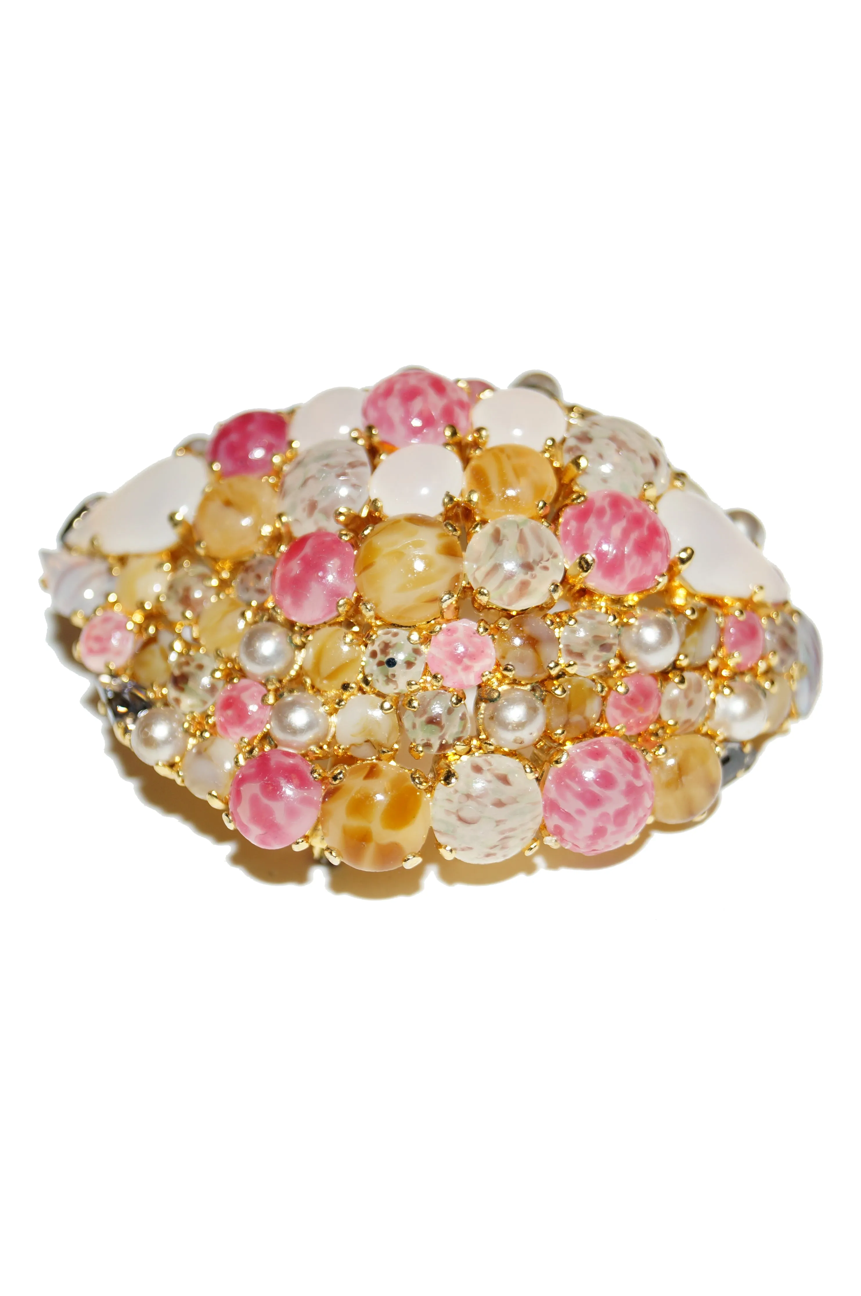 1963 Christian Dior Glass Cabochon Cluster Brooch