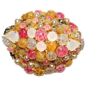 1963 Christian Dior Glass Cabochon Cluster Brooch