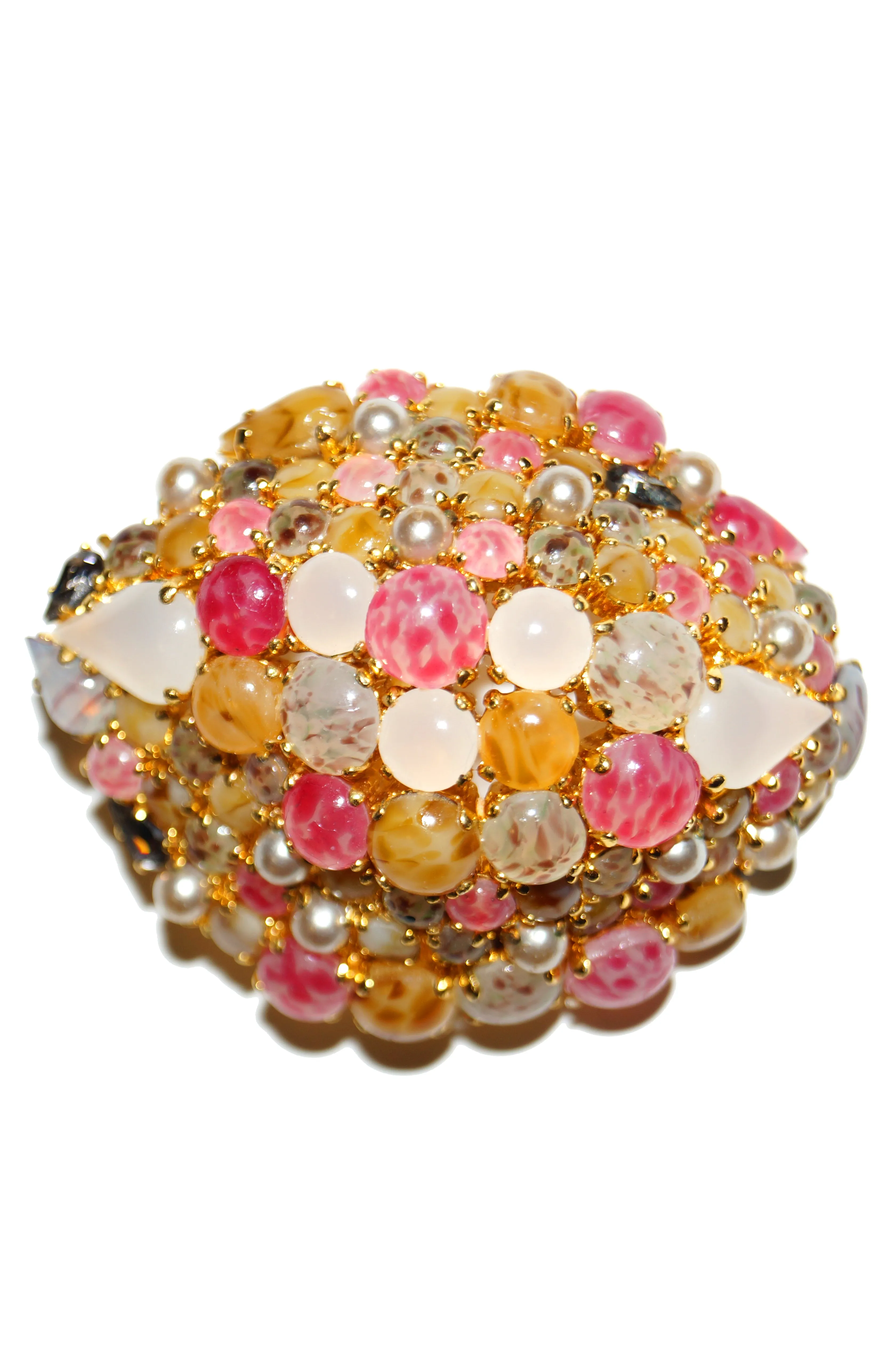 1963 Christian Dior Glass Cabochon Cluster Brooch