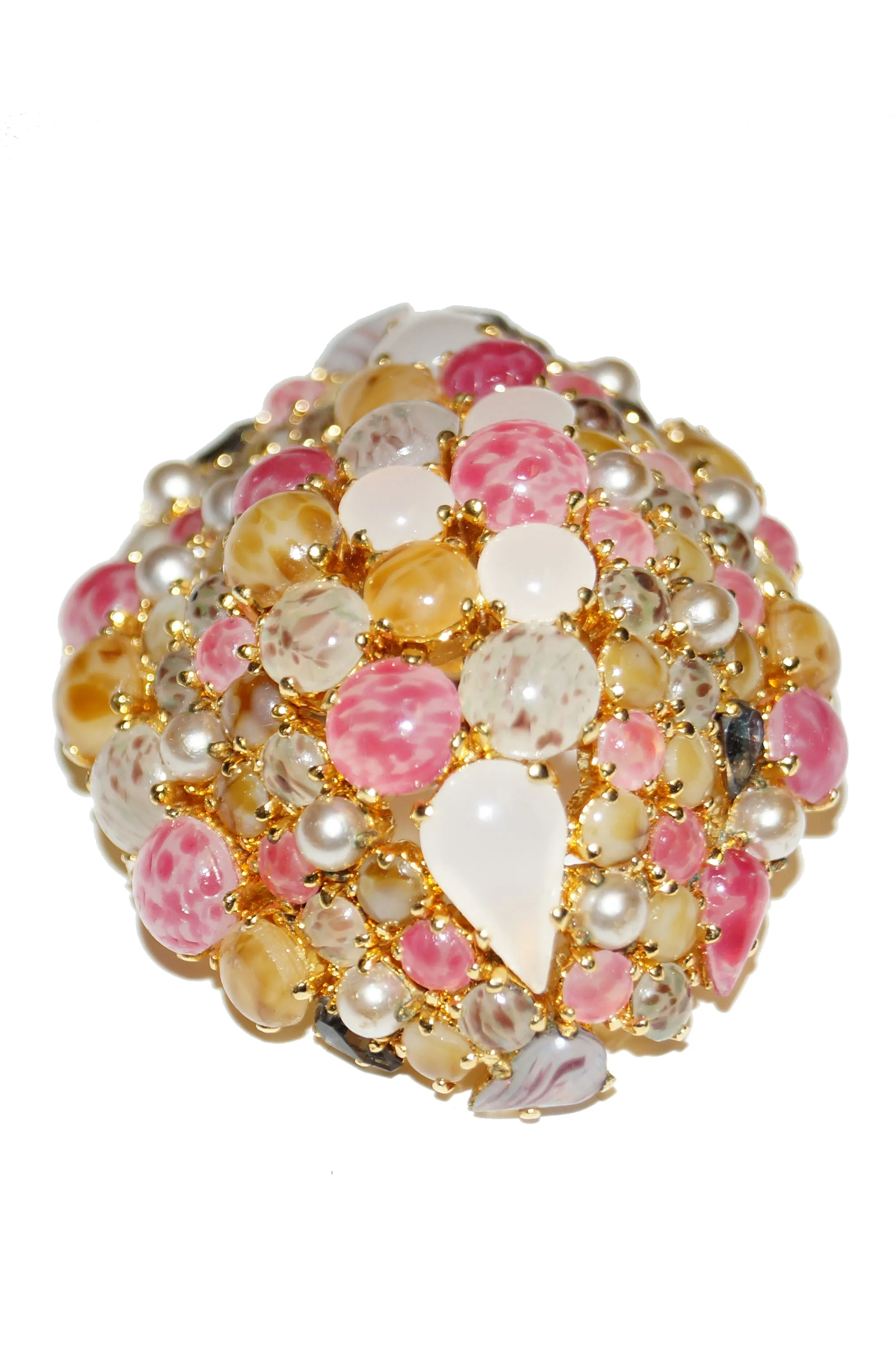 1963 Christian Dior Glass Cabochon Cluster Brooch