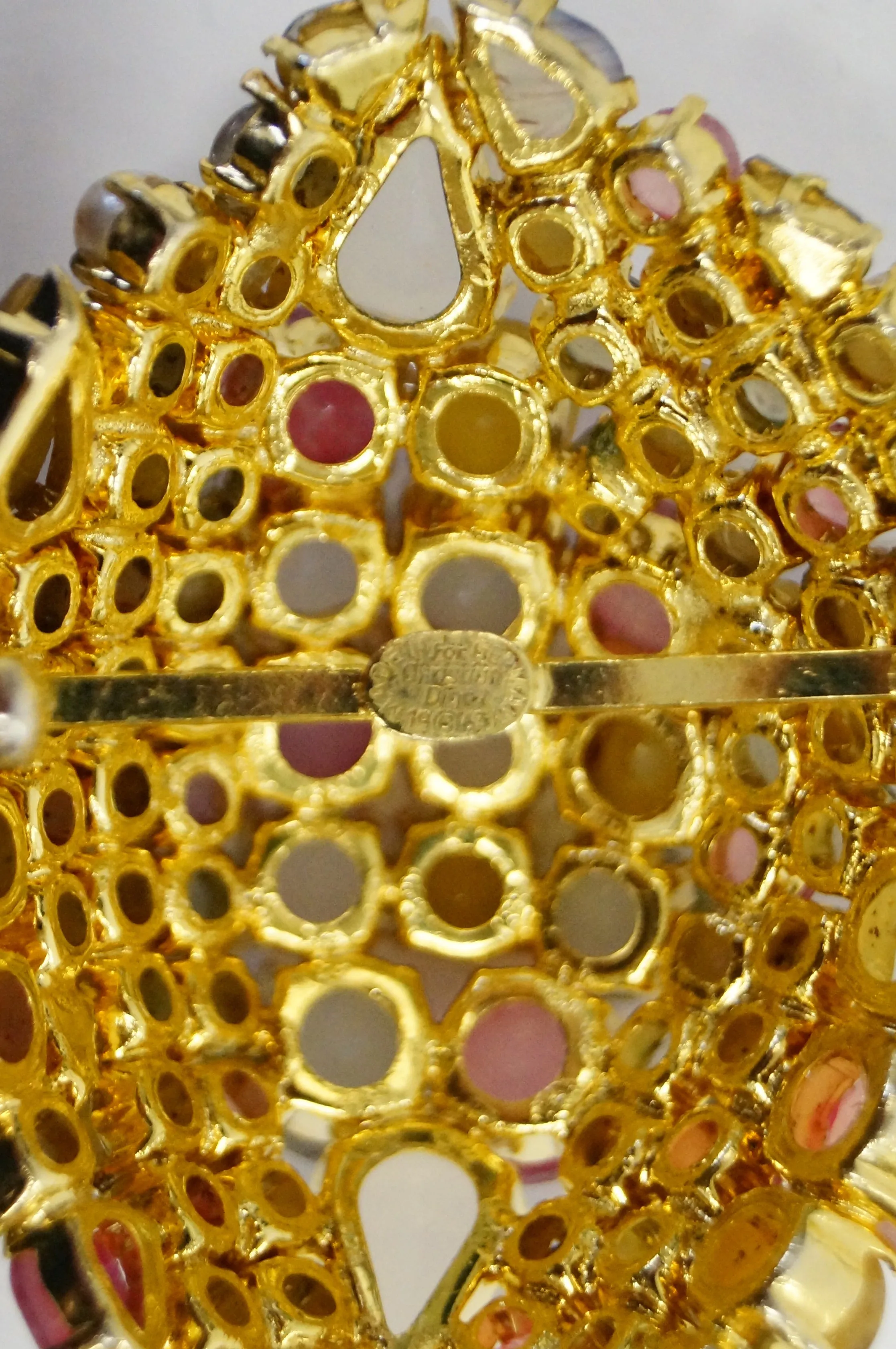 1963 Christian Dior Glass Cabochon Cluster Brooch
