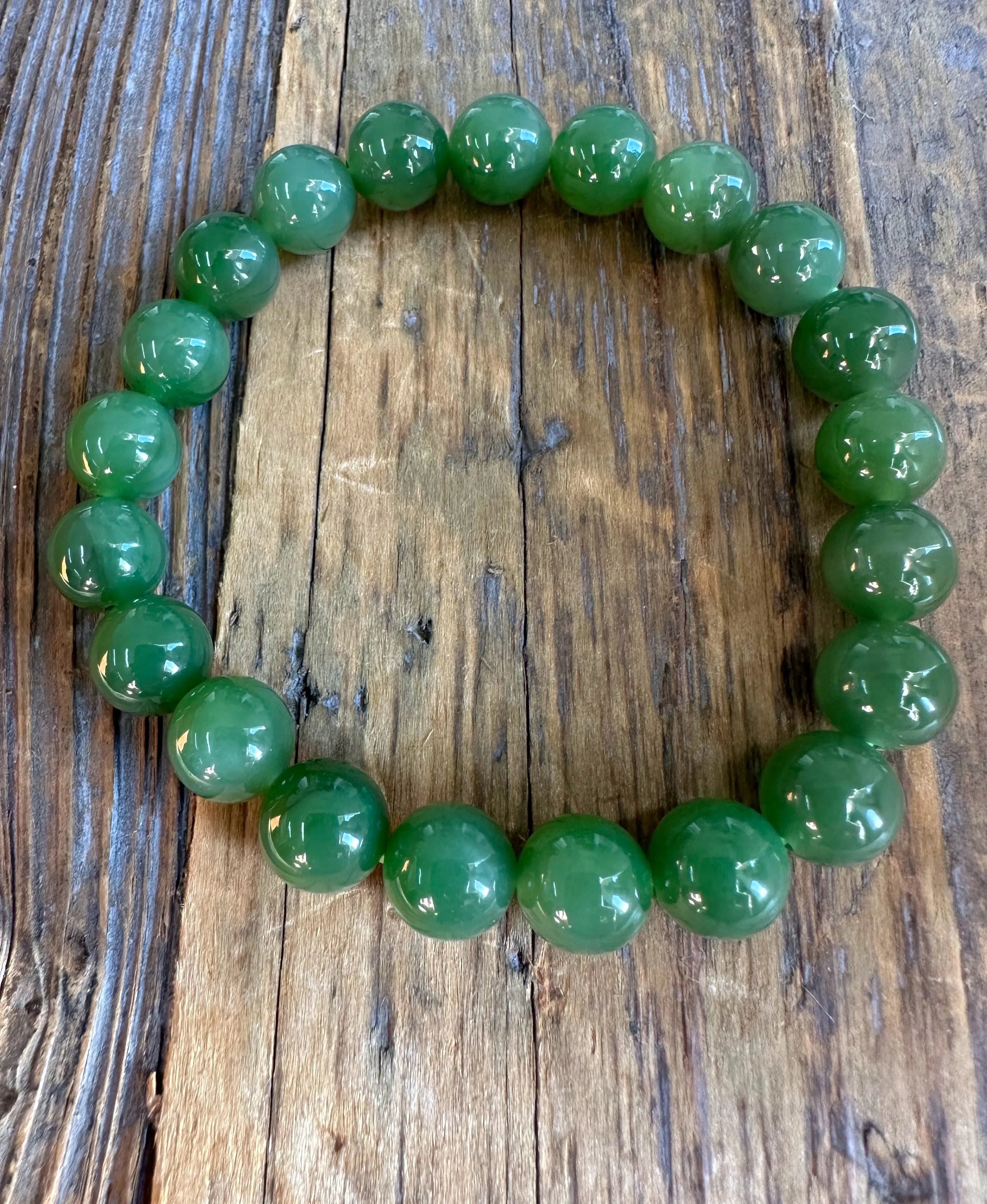 A  Canadian Jade 9mm bead bracelet