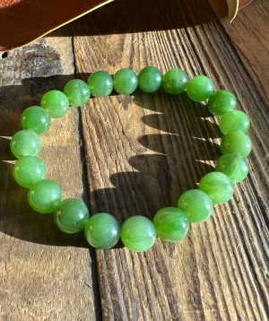 A  Canadian Jade 9mm bead bracelet