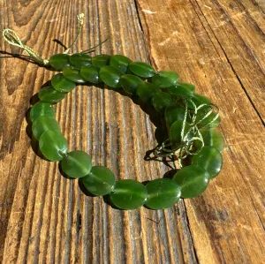 A  Grade Jade Lentil Beads 10x8mm - Canadian Jade 8.5" long