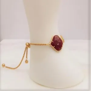 Alhambra cut Red Jade Jeweled Slider Bracelet