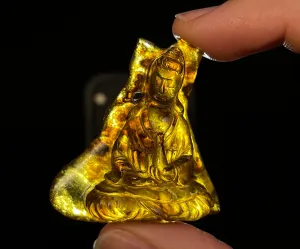 AMBER Crystal Kuan Yin - Crystal Carving, Housewarming Gift, Home Decor, Healing Crystals and Stones, L2257