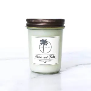 Amber   Tonka Scent Coconut Wax Candle - Organic, Vegan, Handmade, non GMO - 3 sizes