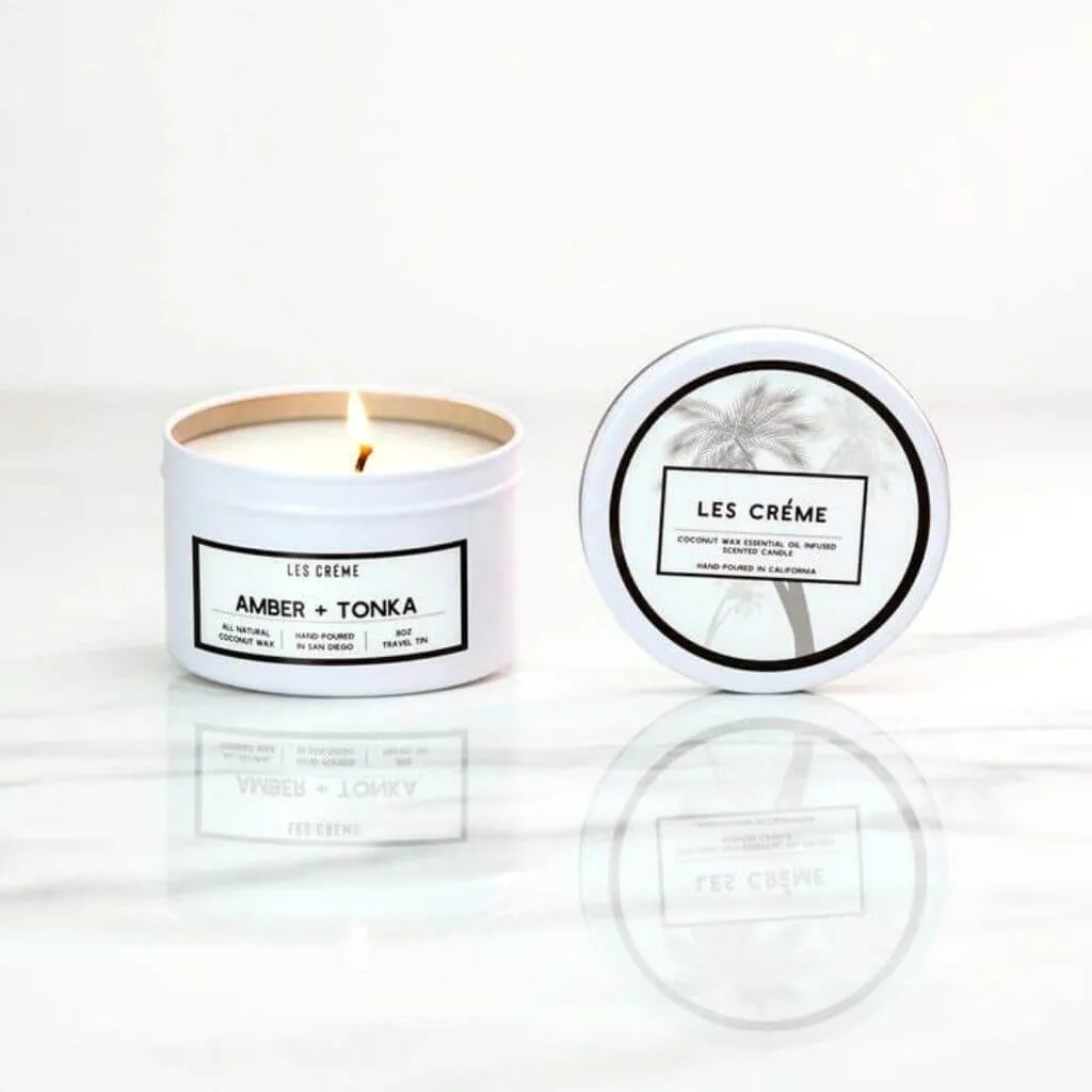 Amber   Tonka Scent Coconut Wax Candle - Organic, Vegan, Handmade, non GMO - 3 sizes
