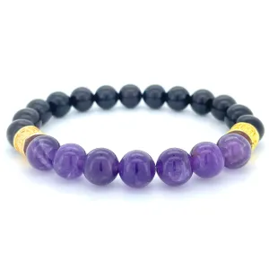 AMETHYST & EBONY WOODEN BEADED BRACELET
