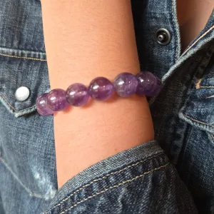 Amethyst Bracelet 10mm Beaded Stretch Cord