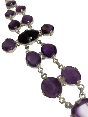Amethyst Chakra Stone Silver Adjustable Chain Bracelet