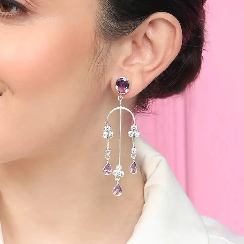 Amethyst Danglers Silver 92.5 Earring