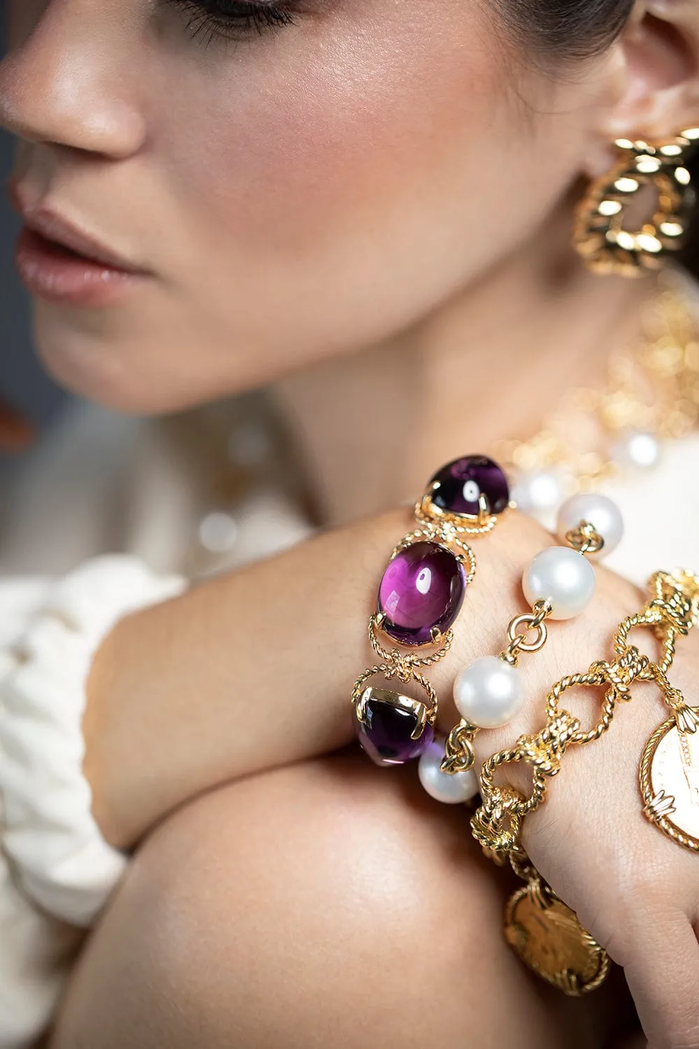 Amethyst Pebble Bracelet