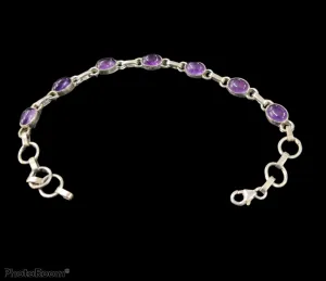 Amethyst Purple Stone Bracelet Sterling Silver 92.5