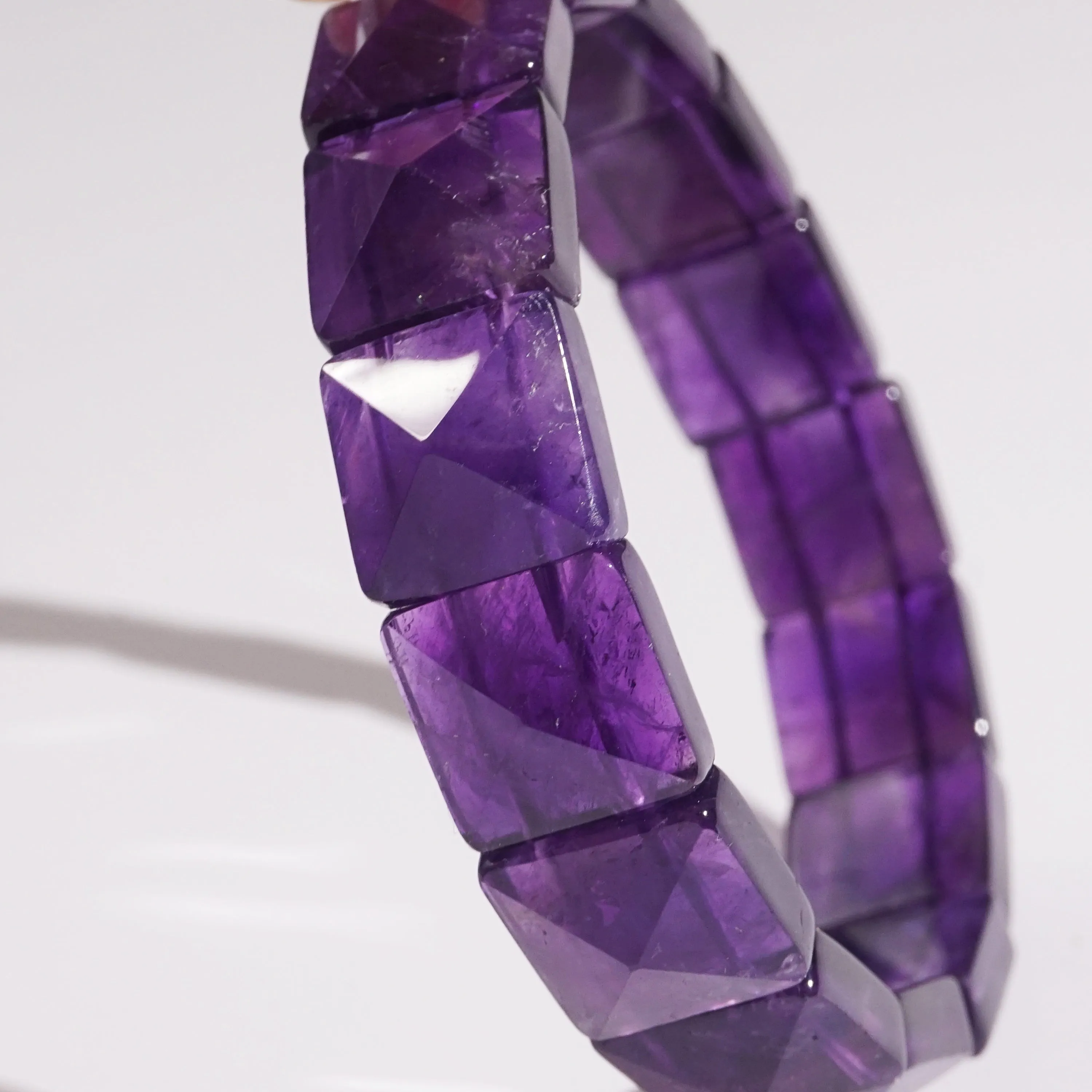 Amethyst Pyramid Square Bangle