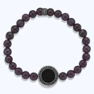 Amethyst Stone Silver Men's Kiswa Bracelet