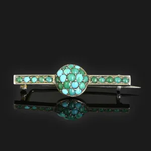 Antique Silver Turquoise Dome Cluster Brooch