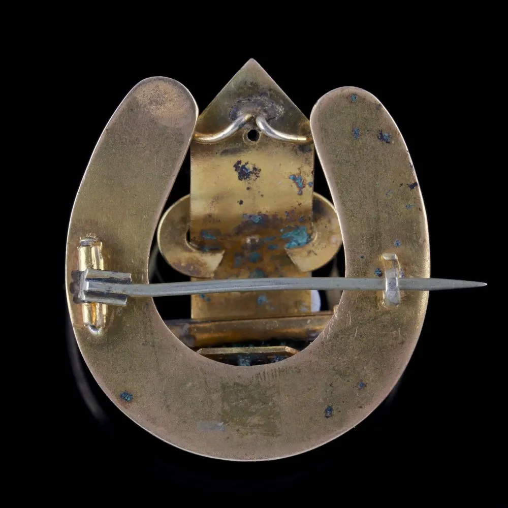 Antique Victorian Horseshoe Brooch Gold Gilt Circa 1900
