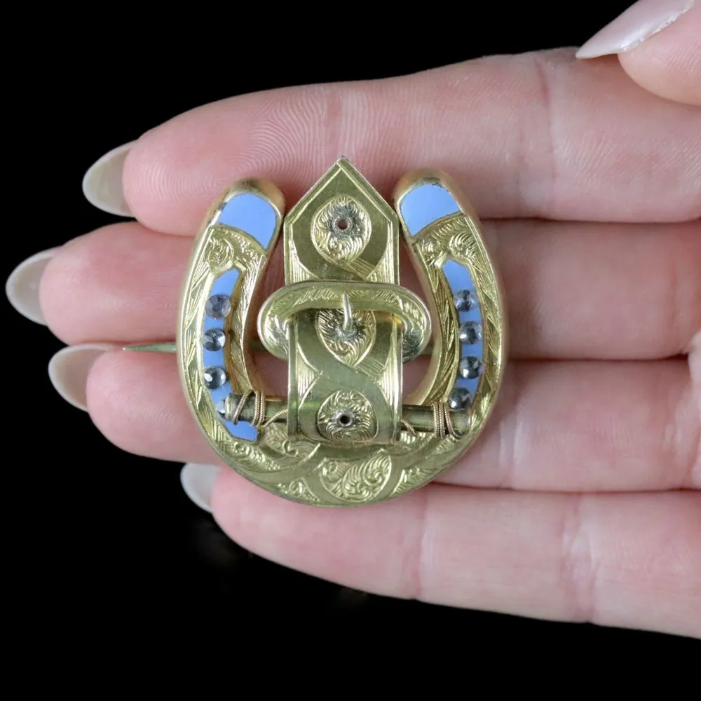 Antique Victorian Horseshoe Brooch Gold Gilt Circa 1900
