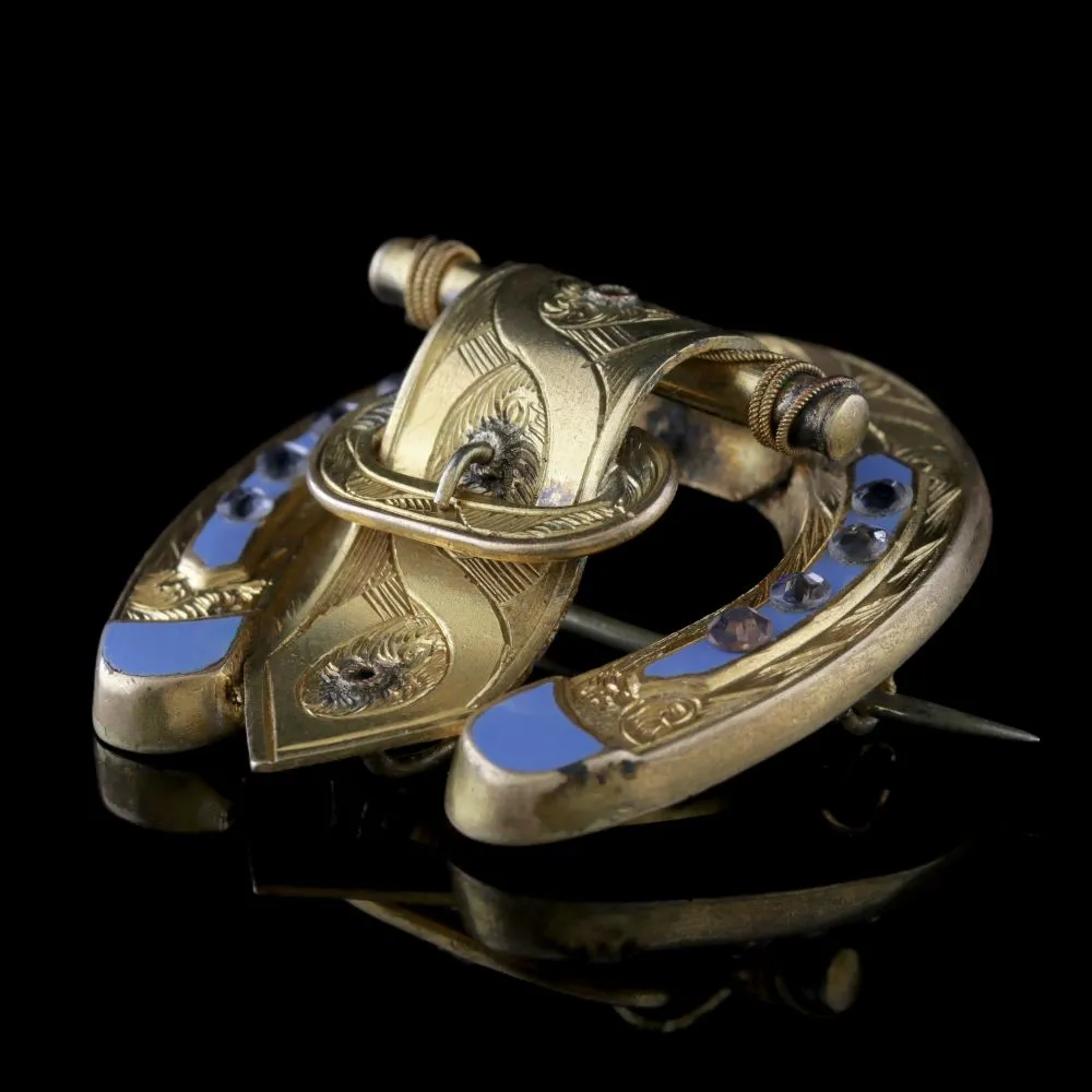 Antique Victorian Horseshoe Brooch Gold Gilt Circa 1900