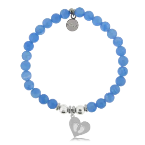 Baby Feet Charm with Azure Blue Jade Charity Bracelet