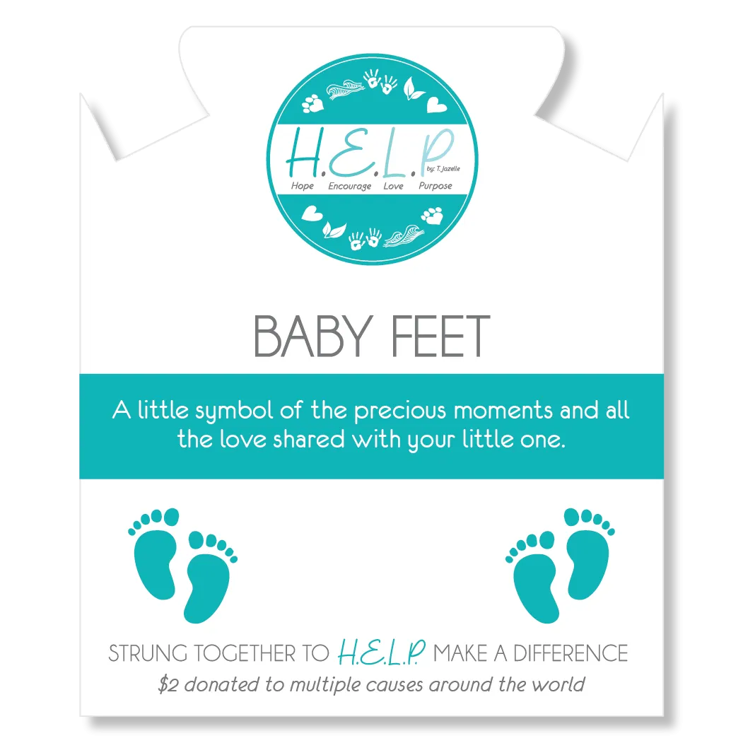 Baby Feet Charm with Azure Blue Jade Charity Bracelet