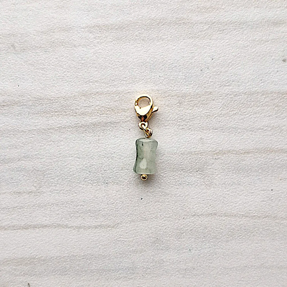 Bamboo Cut Green Jade Bead Charm