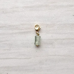 Bamboo Cut Green Jade Bead Charm