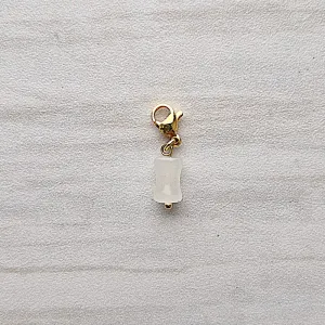 Bamboo Cut White Jade Bead Charm
