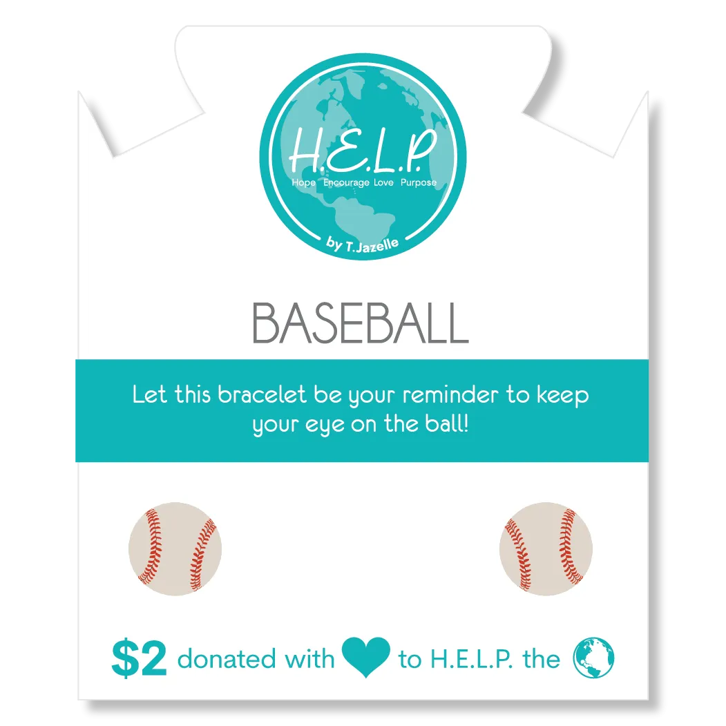 Baseball Charm with Azure Blue Jade Charity Bracelet