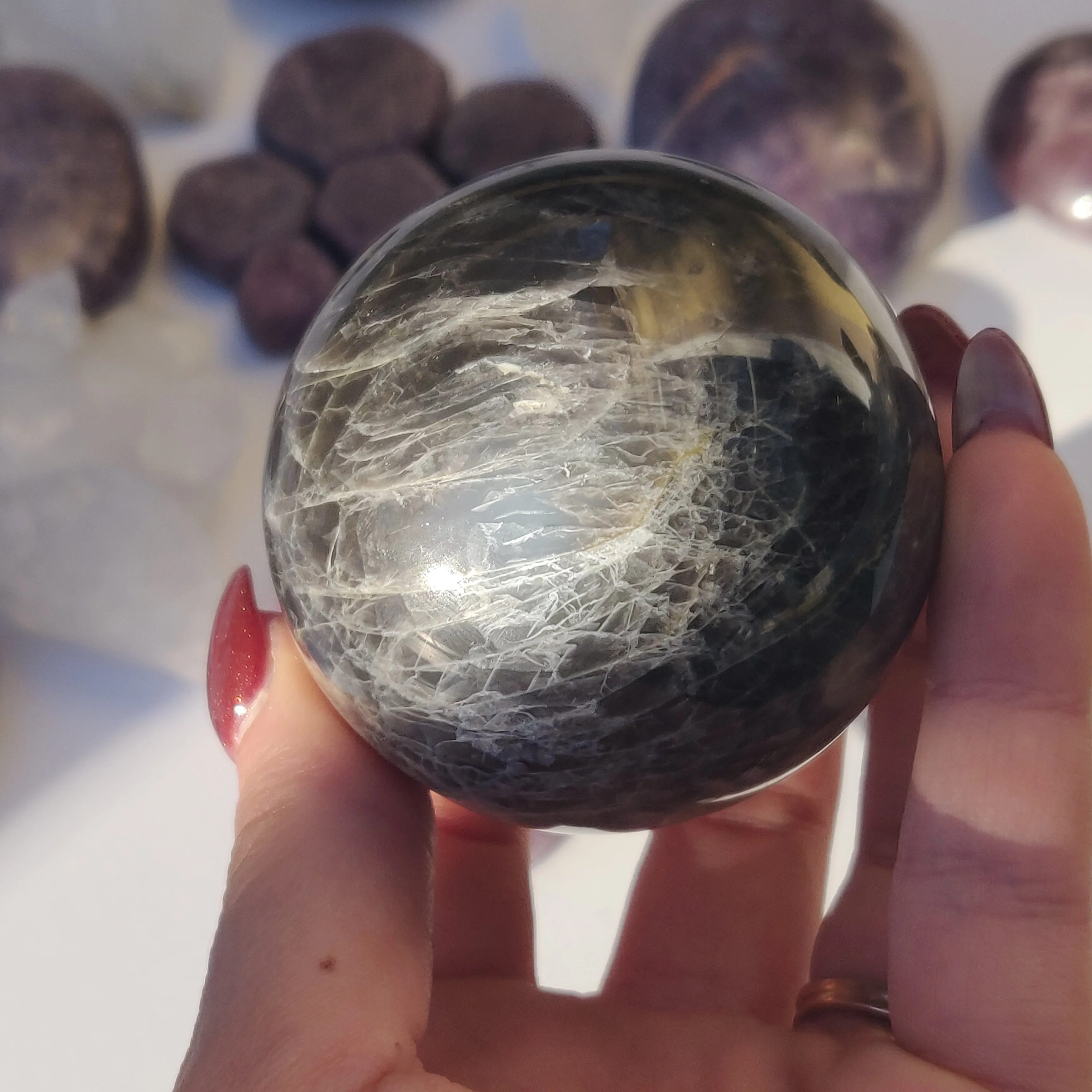 Black Moonstone Sphere (#6)