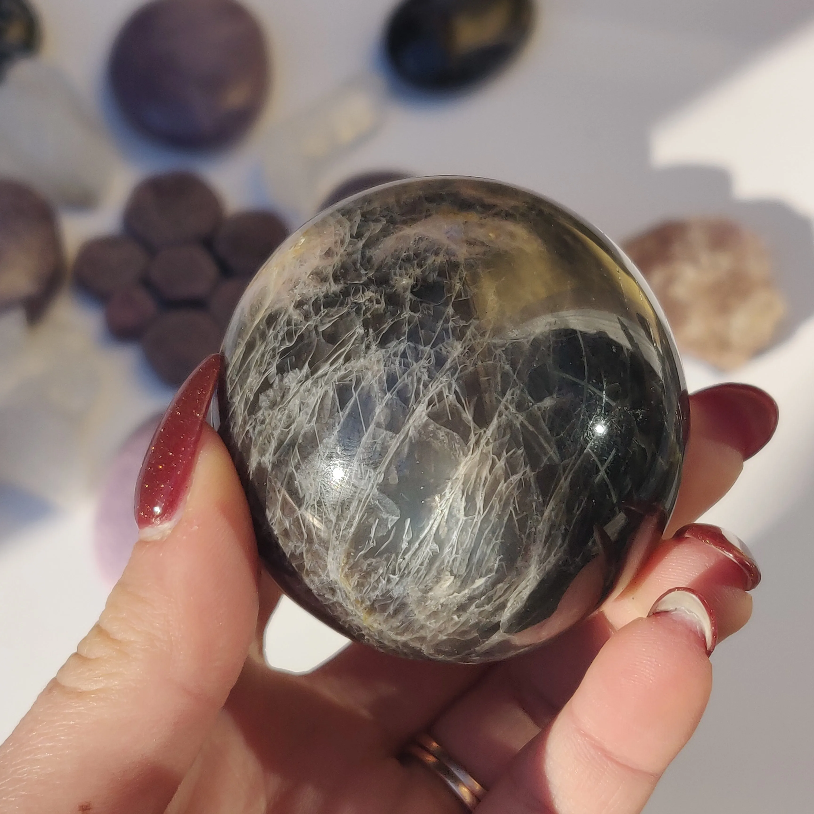 Black Moonstone Sphere (#6)
