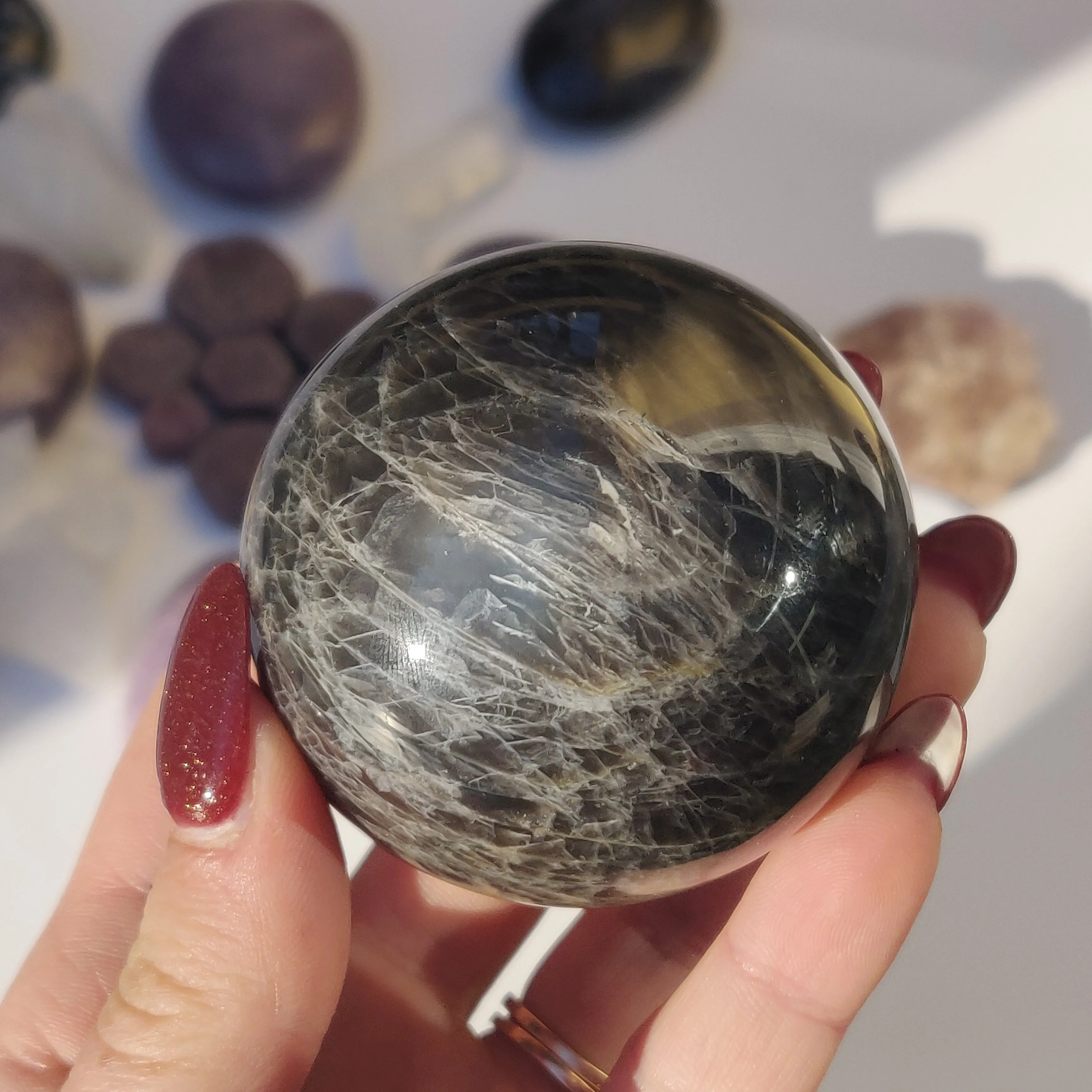 Black Moonstone Sphere (#6)