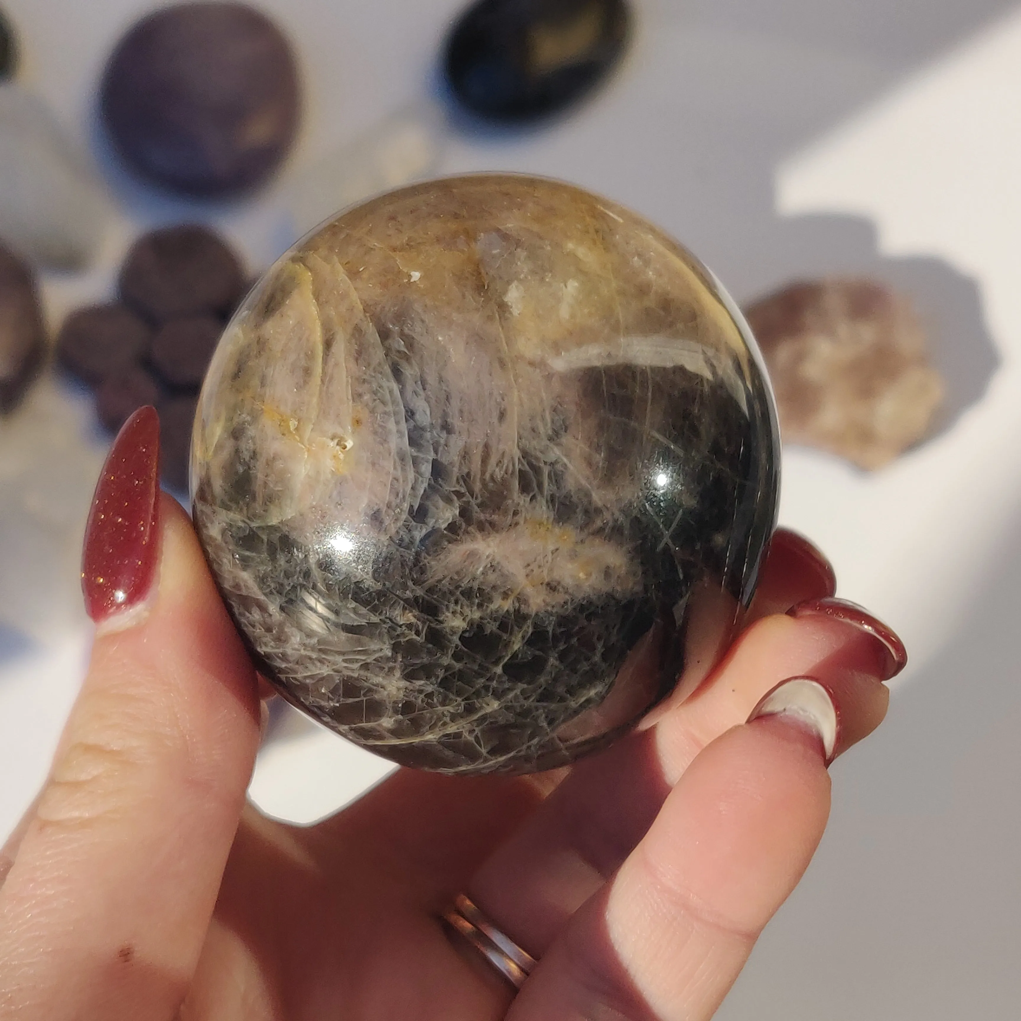 Black Moonstone Sphere (#6)