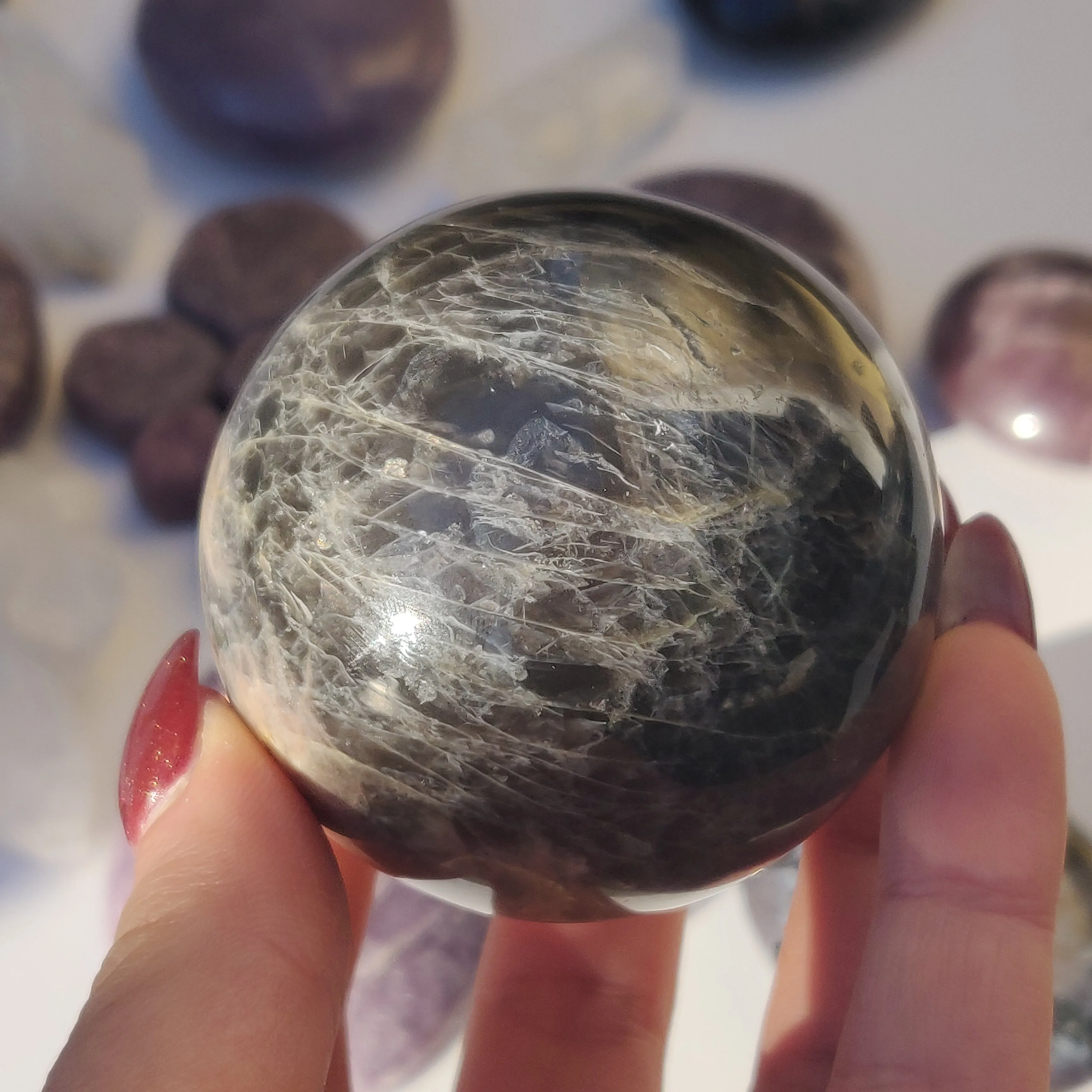 Black Moonstone Sphere (#6)